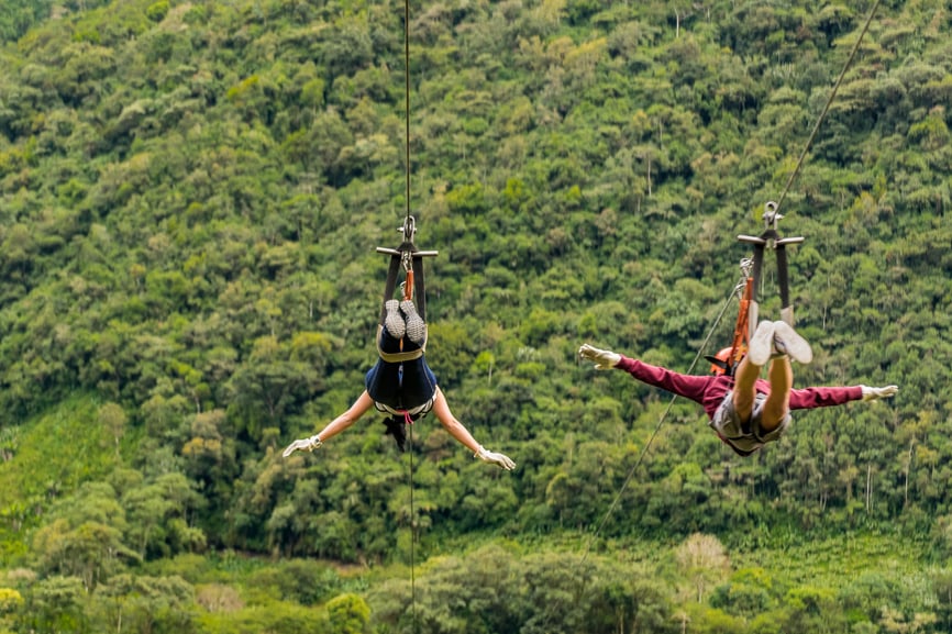 People Making Canopy in Banos Ecuador